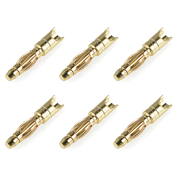 image CORALLY BULLIT CONNECTOR 2.0MM MALE SPRING TYPE GOLD PLATED WIRE STRAIGHT 6PCS - Image 1