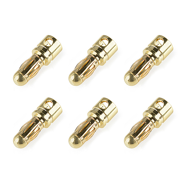 image CORALLY BULLIT CONNECTOR 3.5MM MALE SPRING TYPE GOLD PLATED WIRE STRAIGHT 6PCS - Image 1