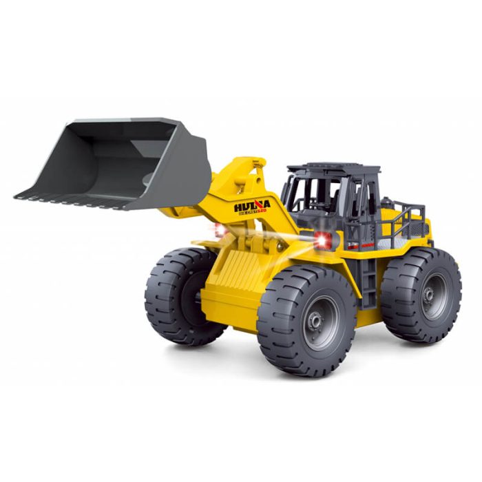 HUINA 1/18TH 2.4G 9 CHANNEL WHEELED LOADER TRUCK WITH DIE CAST BUCKET - Image 1