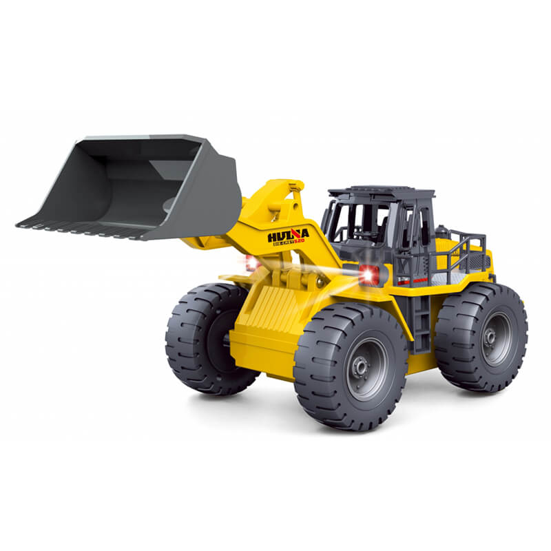 image HUINA 1/18TH 2.4G 9 CHANNEL WHEELED LOADER TRUCK WITH DIE CAST BUCKET - Image 1
