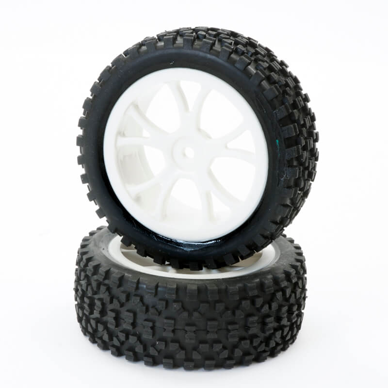 image FASTRAX 1/10TH MOUNTED CUBOID BUGGY FRONT TYRES WHITE 10-SP - Image 1