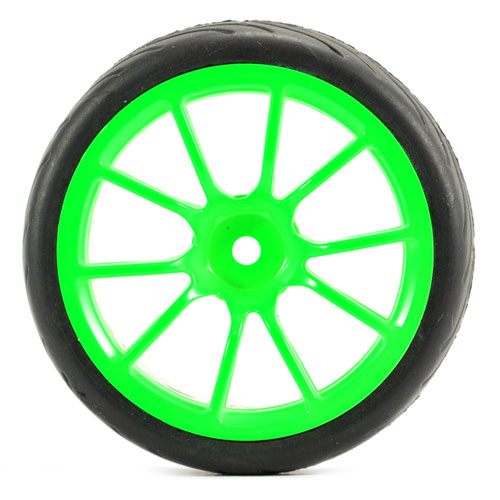image FASTRAX 1/10 STREET/TREAD TYRE 10SP NEON GREEN WHEEL - Image 1