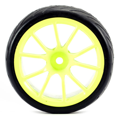 image FASTRAX 1/10 STREET/TREAD TYRE 10SP NEON YELLOW WHEEL - Image 1