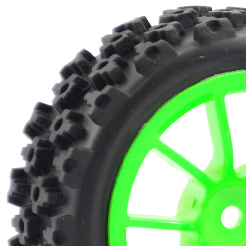 image FASTRAX 1/10 STREET/RALLY TYRE 10SP GREEN WHEEL - Image 1