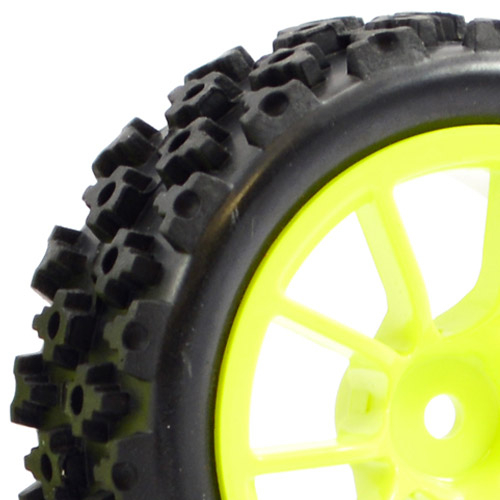 image FASTRAX 1/10 STREET/RALLY TYRE 10SP NEON YELLOW WHEEL - Image 1