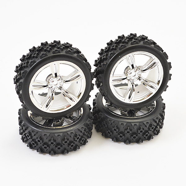 image FASTRAX 1/10TH TOURING WHEEL/ RALLY BLOCK 5-SPOKE CHROME (4) - Image 1