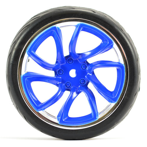 image FASTRAX 1/10 STREET/TREAD TYRE TRI-5 BLUE/CHROME WHEEL - Image 1