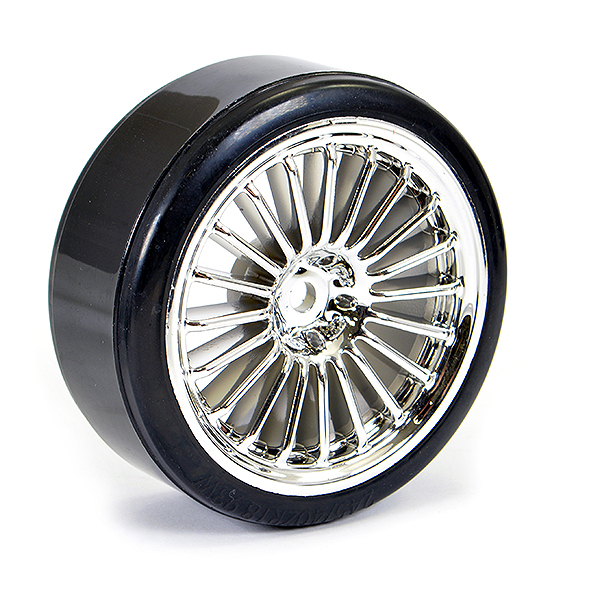 image Fastrax 1/10th Street Wheel / Drift Tyres 20-Spoke Chrome - Image 1