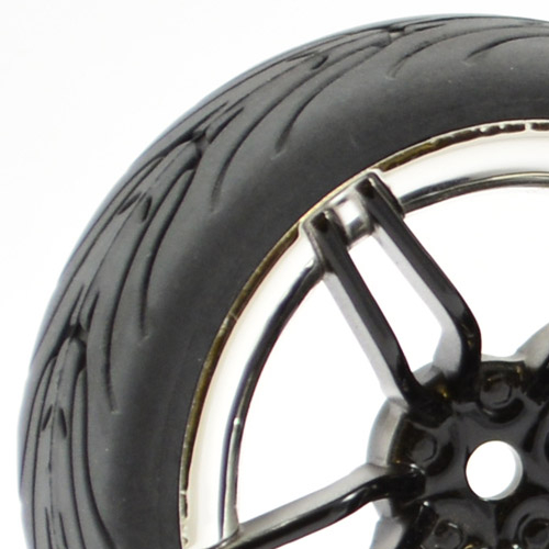 image FASTRAX 1/10 STREET/TREAD TYRE 10SP BLACK/CHROME WHEEL - Image 1