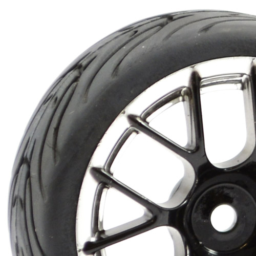 image FASTRAX 1/10 STREET/TREAD TYRE 14SP BLACK/CHROME WHEEL - Image 1