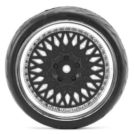 FASTRAX 1/10 STREET/TREAD TYRE CLASSIC BLACK/CHROME WHEEL