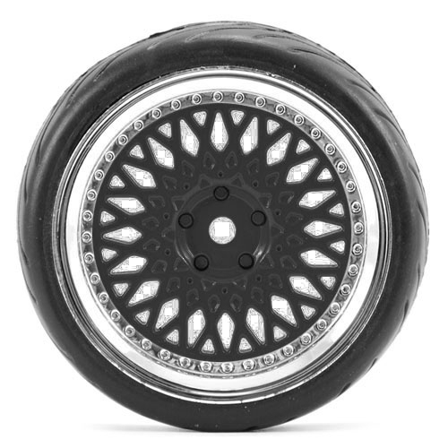 image FASTRAX 1/10 STREET/TREAD TYRE CLASSIC BLACK/CHROME WHEEL - Image 1