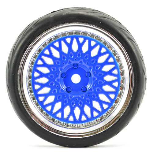 image FASTRAX 1/10 STREET/TREAD TYRE CLASSIC BLUE/CHROME WHEEL - Image 1