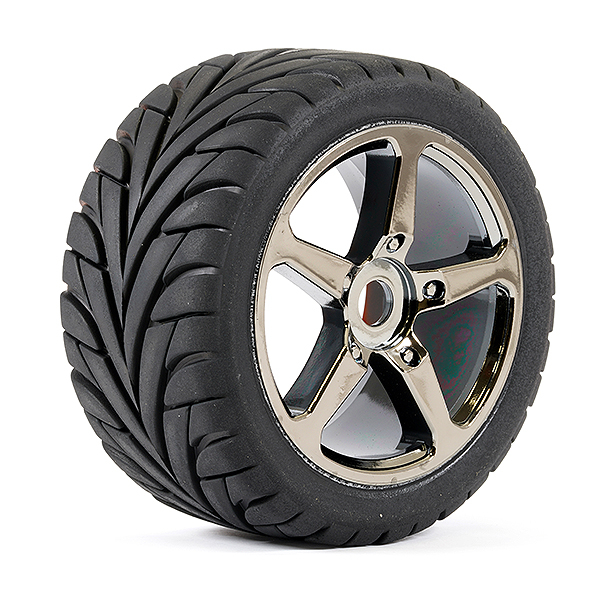 image FASTRAX 1/8 TRUGGY EAGLE MTD 5-SPOKE BK CHROME 0 OFFSET(PR) - Image 1