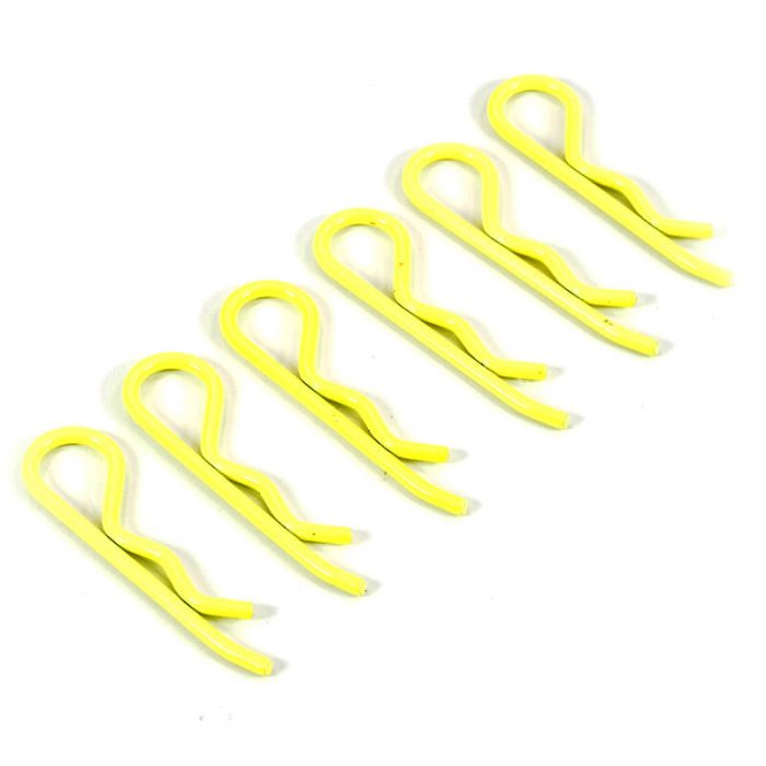 Fastrax 1/8th/1/5th/Transponder Body Clips Fluo Yellow (6) - Image 1