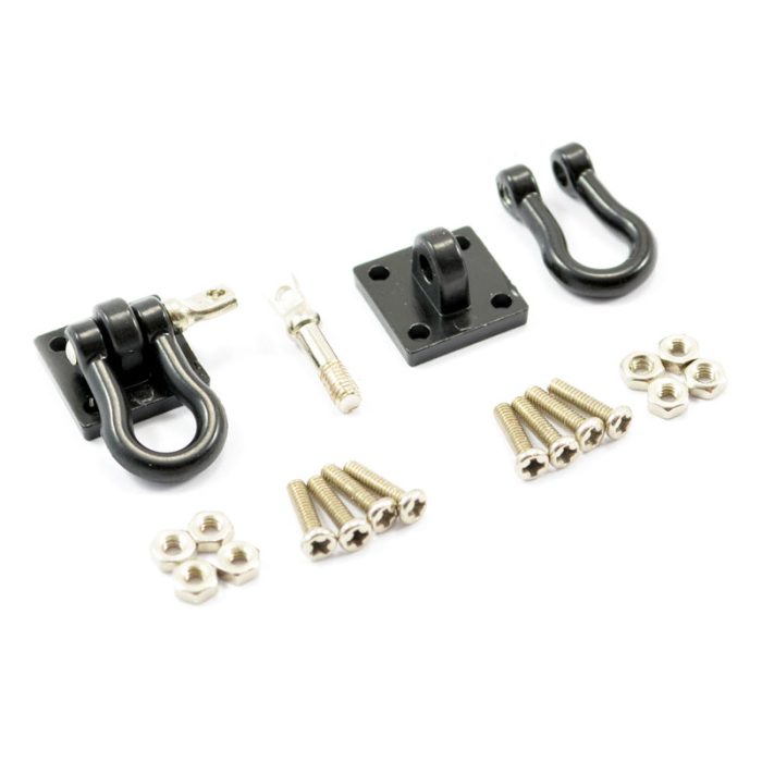 FASTRAX METAL BUMPER SHACKLES & MOUNTING BRACKET x2 (m2x6mm) BLACK - Image 1