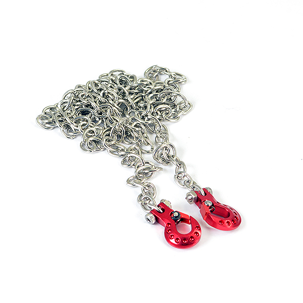 image FASTRAX DELUXE ALUMINIUM RED WINCH HOOKS & CHAIN SET - Image 1
