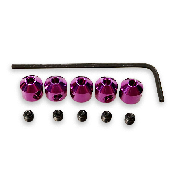 image FASTRAX ALUMINIUM COLLETS (5) PURPLE w/SCREWS & WRENCH - Image 1