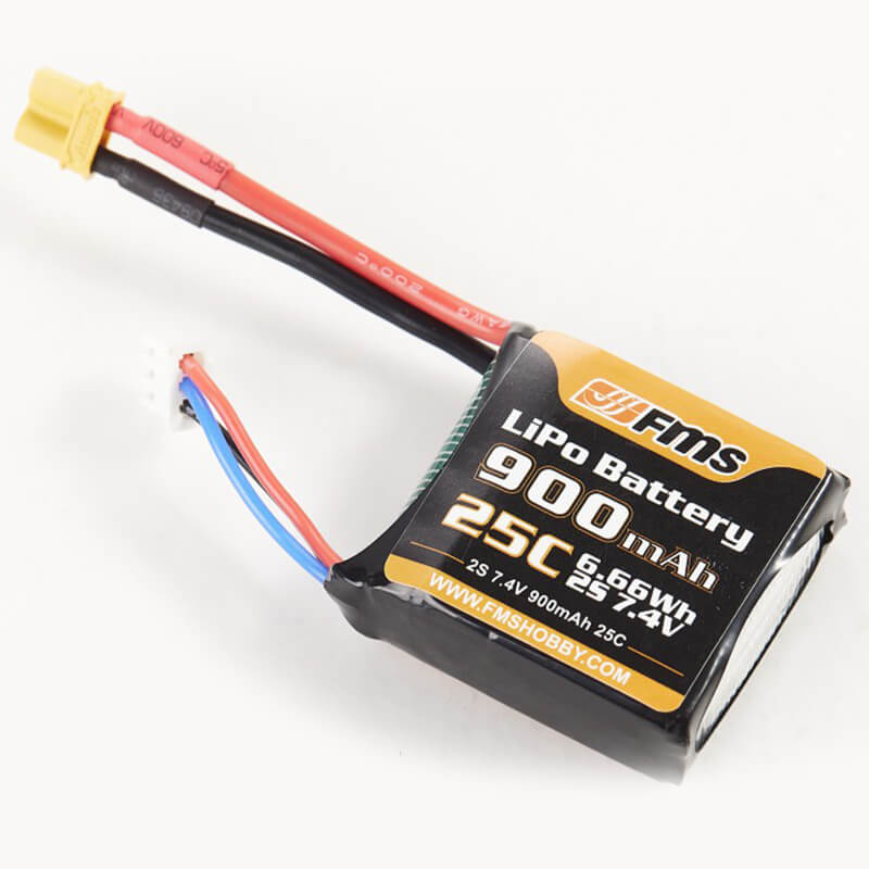 image FMS LIPO BATTERY 7.4V 900MAH 25C XT30 - Image 1