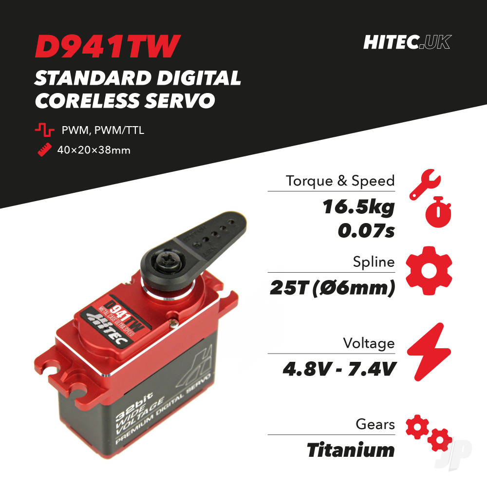 D941TW Standard Digital Coreless Servo 68g 16.5kg/0.07s 4.8V - 7.4V image_JP-2221007