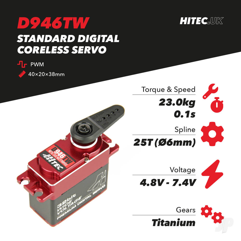 D946TW Standard Digital Coreless Servo 68g 23kg/0.1s 4.8V - 7.4V image_JP-2221012
