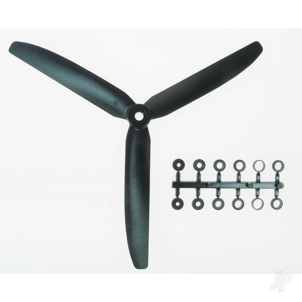 9x5 Slow Fly Propeller 3-Blade Black Opposite Rotation image_JP-4460327