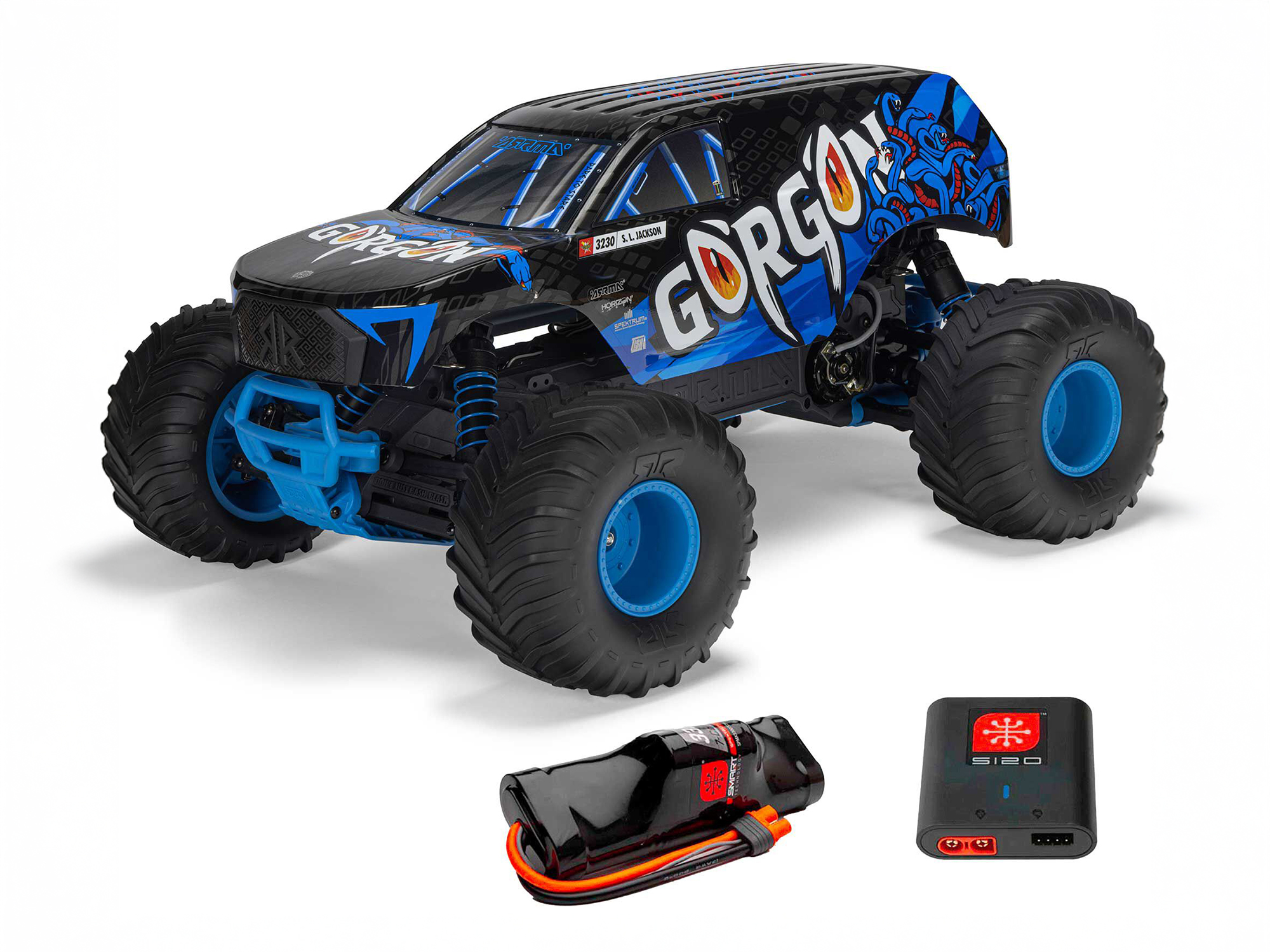 1/10 GORGON MEGA 550 2WD MT with Battery & Charger Blue 1/10 GORGON MEGA 550 2WD MT with Battery & Charger Blue - Image 1