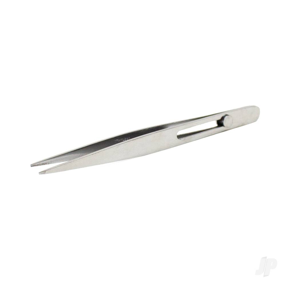 4.75in Pointed Slide Lock Stainless Steel Tweezers (Carded) image_JP-EXL30411