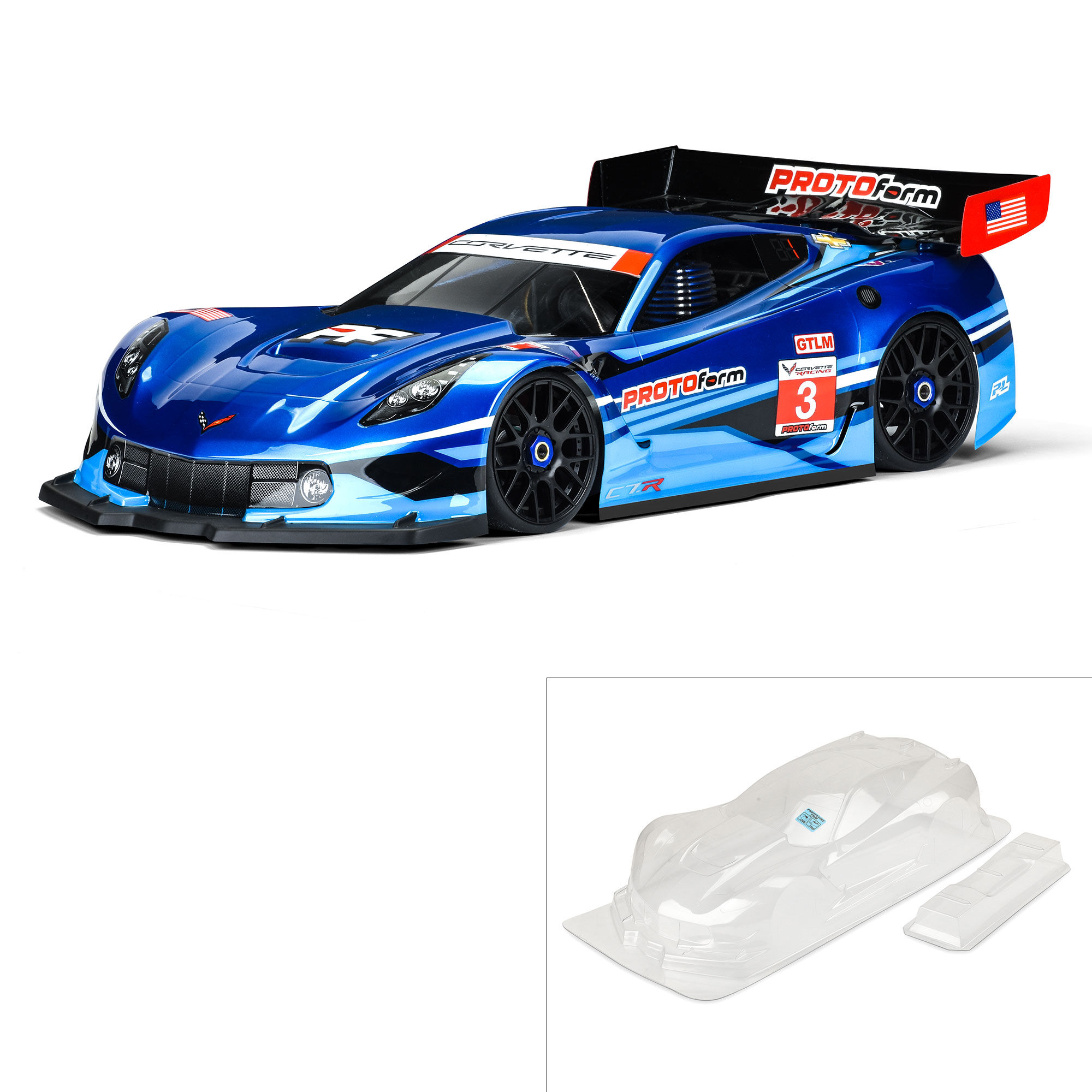 1/8 Chevrolet Corvette C7.R Clear Body: 1:8 GT (Short Wheelb 1/8 Chevrolet Corvette C7.R Clear Body: 1:8 GT (Short Wheelb - Image 1