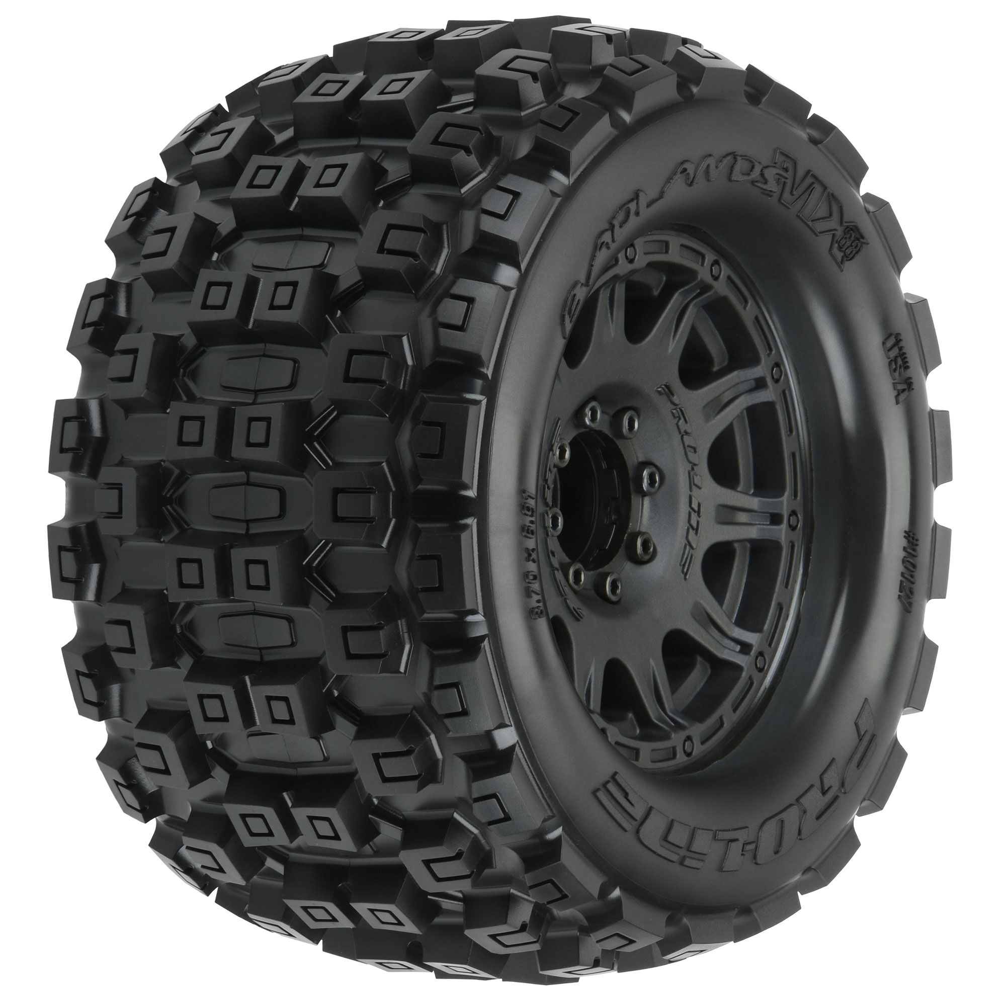 1/8 Badlands MX38 F/R 3.8" MT Tires Mounted 17mm Blk Raid (2 1/8 Badlands MX38 F/R 3.8" MT Tires Mounted 17mm Blk Raid (2 - Image 1