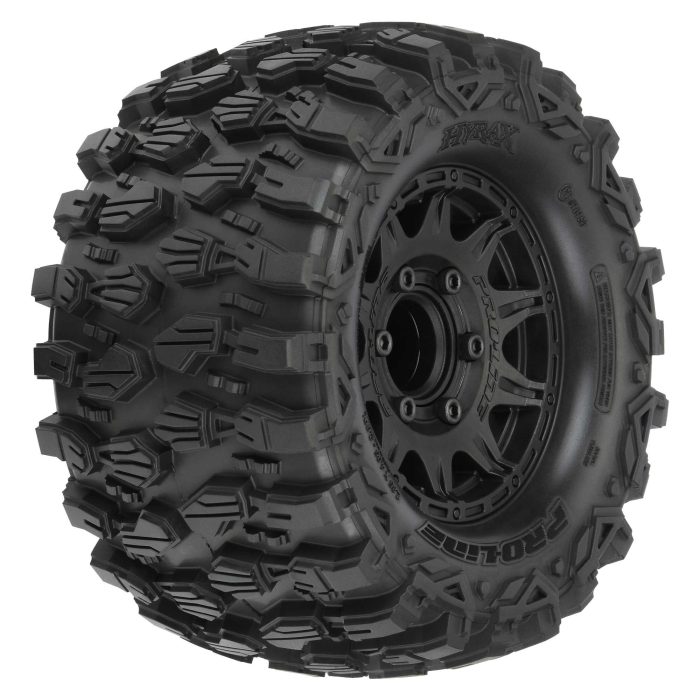 1/10 Hyrax Front/Rear 2.8" MT Tires Mounted 12mm Blk Raid (2 - Image 1