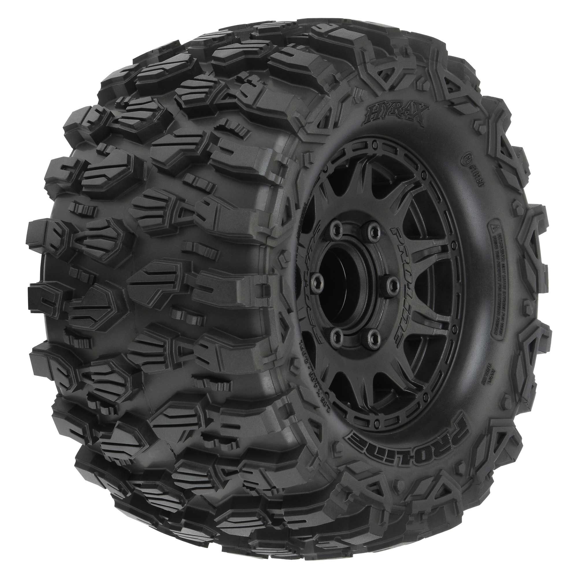 1/10 Hyrax Front/Rear 2.8" MT Tires Mounted 12mm Blk Raid (2 1/10 Hyrax Front/Rear 2.8" MT Tires Mounted 12mm Blk Raid (2 - Image 1
