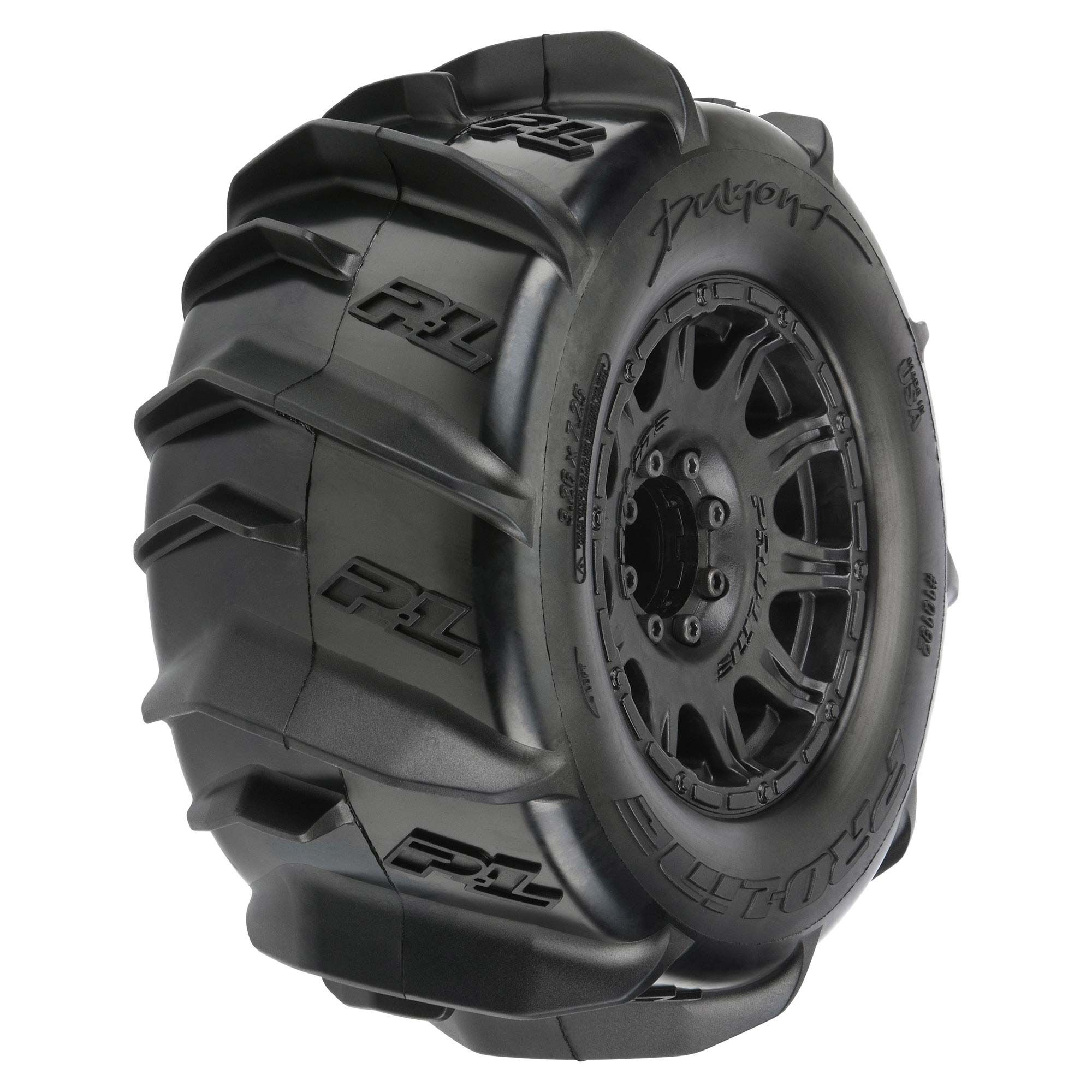 1/8 Dumont F/R 3.8" MT Tires Mounted 17mm Blk Raid (2) 1/8 Dumont F/R 3.8" MT Tires Mounted 17mm Blk Raid (2) - Image 1