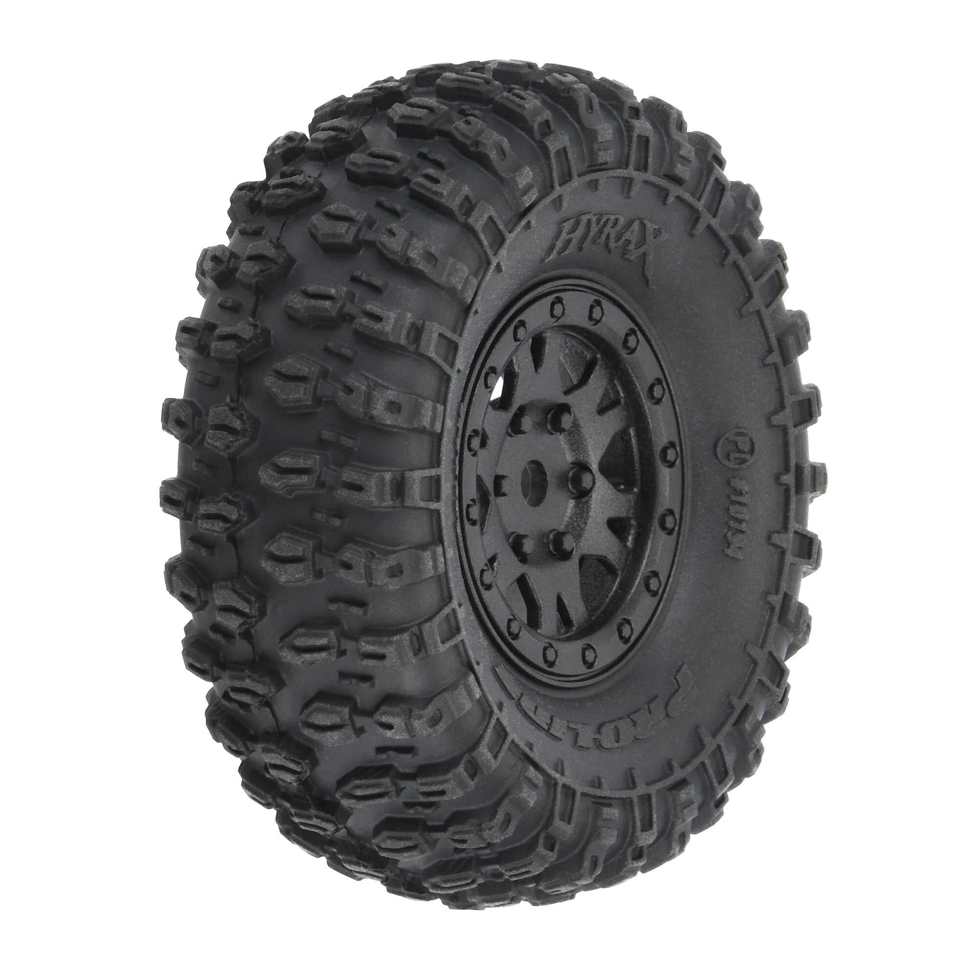 1/24 Hyrax F/R 1.0" Tires Mounted 7mm Black Impulse (SCX24) 1/24 Hyrax F/R 1.0" Tires Mounted 7mm Black Impulse (SCX24) - Image 1