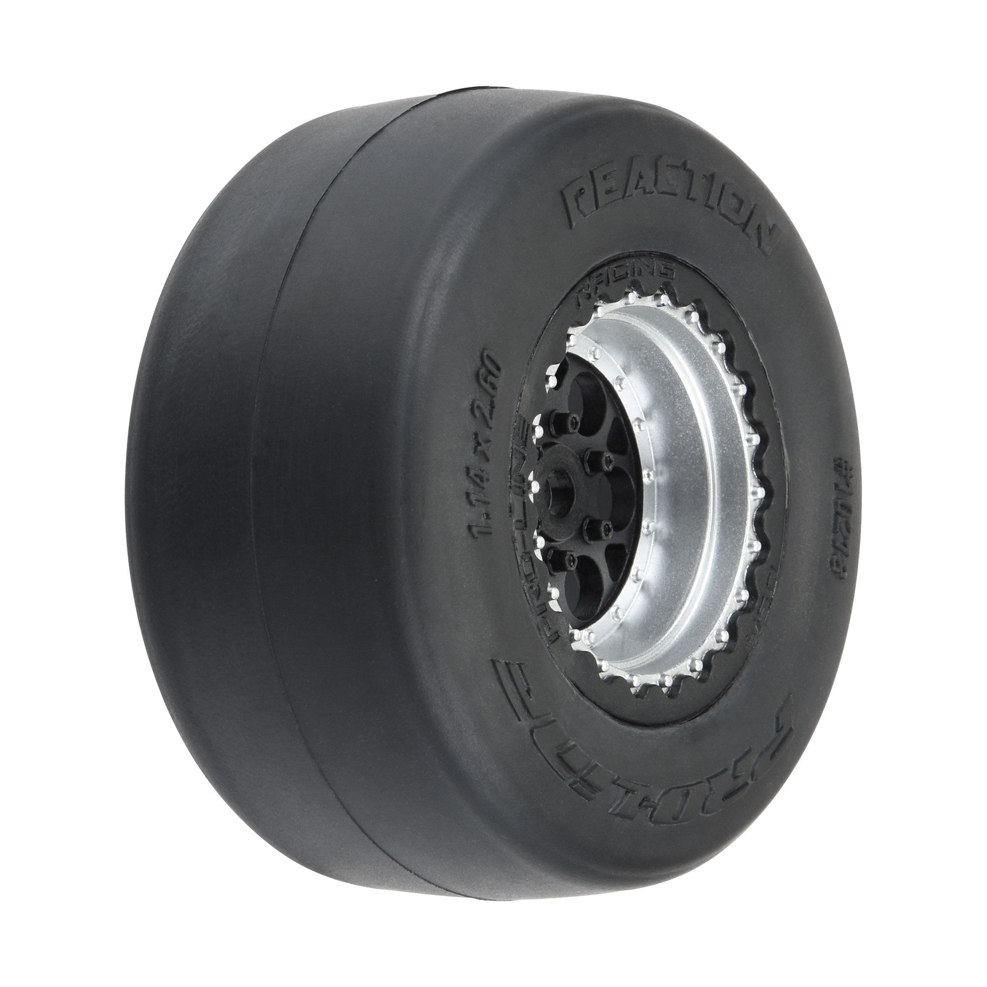 1/16 Reaction Rear Tires MTD 8mm Black/Silver (2): Losi Mini 1/16 Reaction Rear Tires MTD 8mm Black/Silver (2): Losi Mini - Image 1