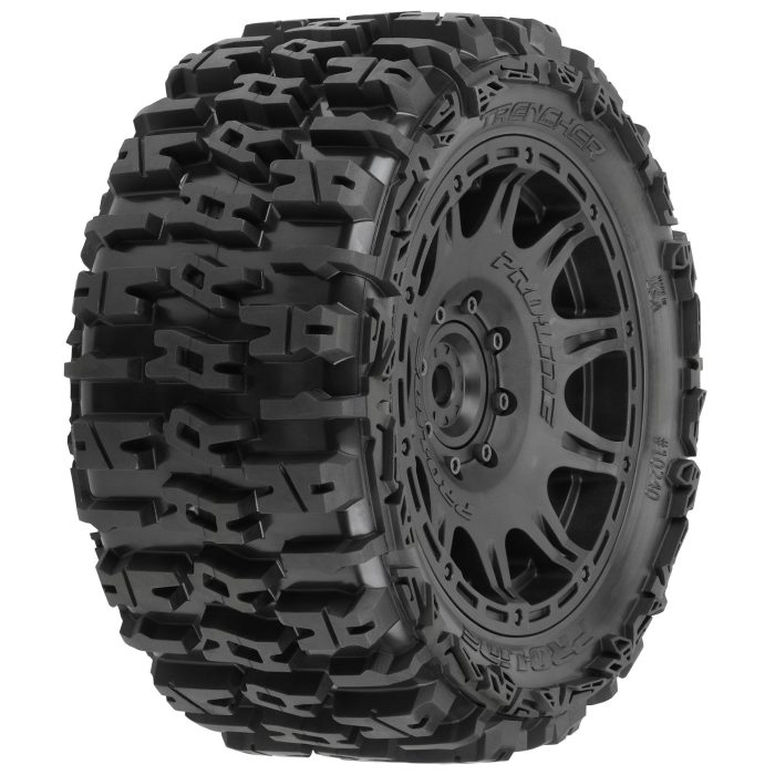 1/6 Trencher F/R 5.7" Tires Mounted 24mm Black Raid 8x48 Hex - Image 1