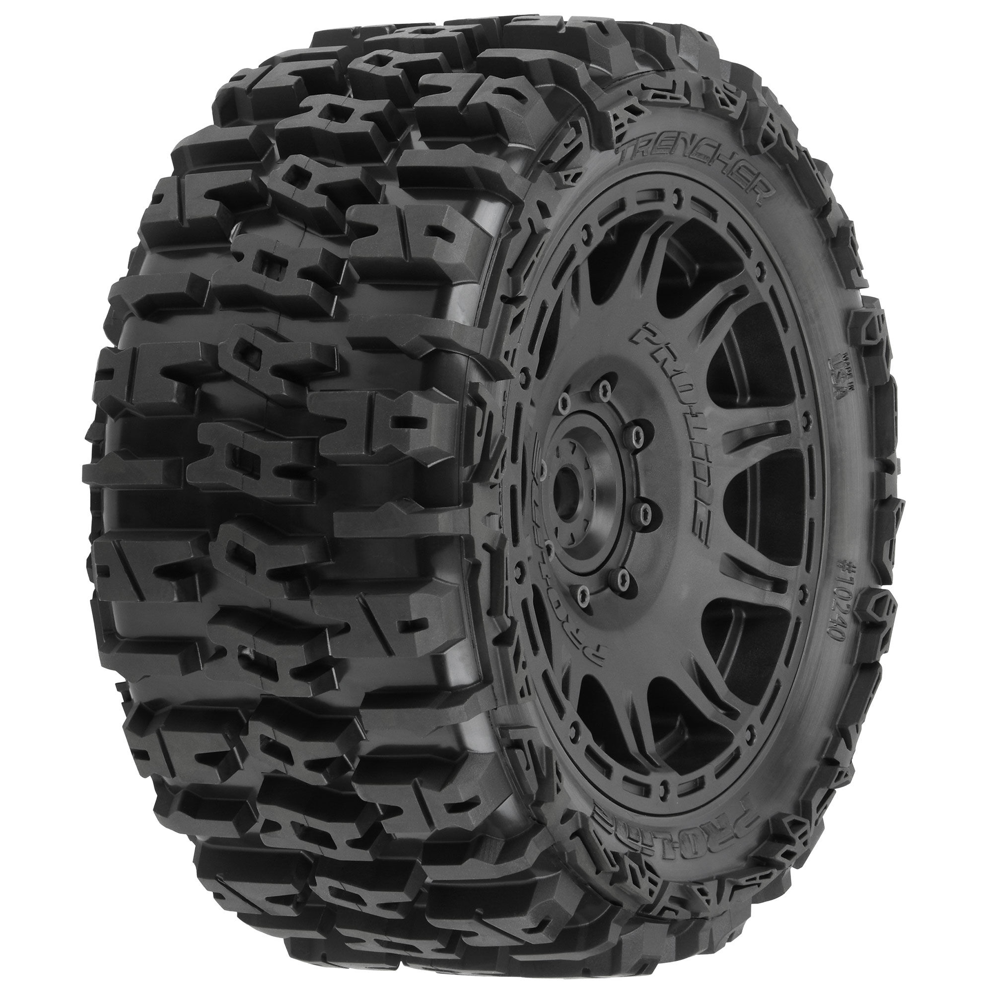 1/6 Trencher F/R 5.7" Tires Mounted 24mm Black Raid 8x48 Hex 1/6 Trencher F/R 5.7" Tires Mounted 24mm Black Raid 8x48 Hex - Image 1