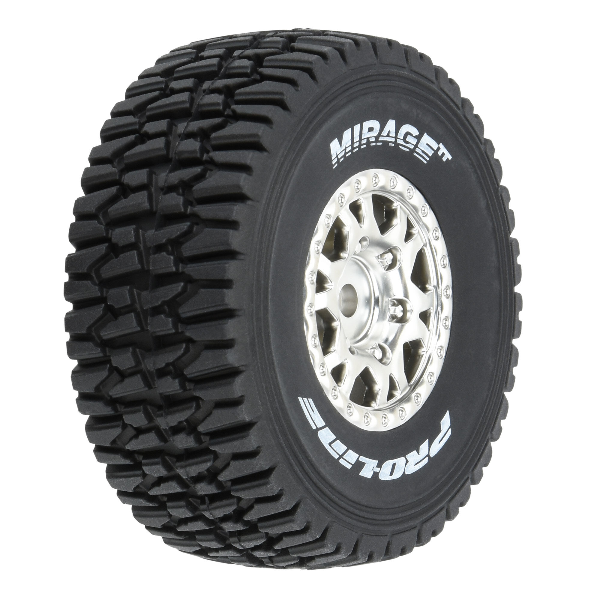 1/16 Mirage TT F/R Tires MTD 12mm Silver Impulse (4): Mojave 1/16 Mirage TT F/R Tires MTD 12mm Silver Impulse (4): Mojave - Image 1