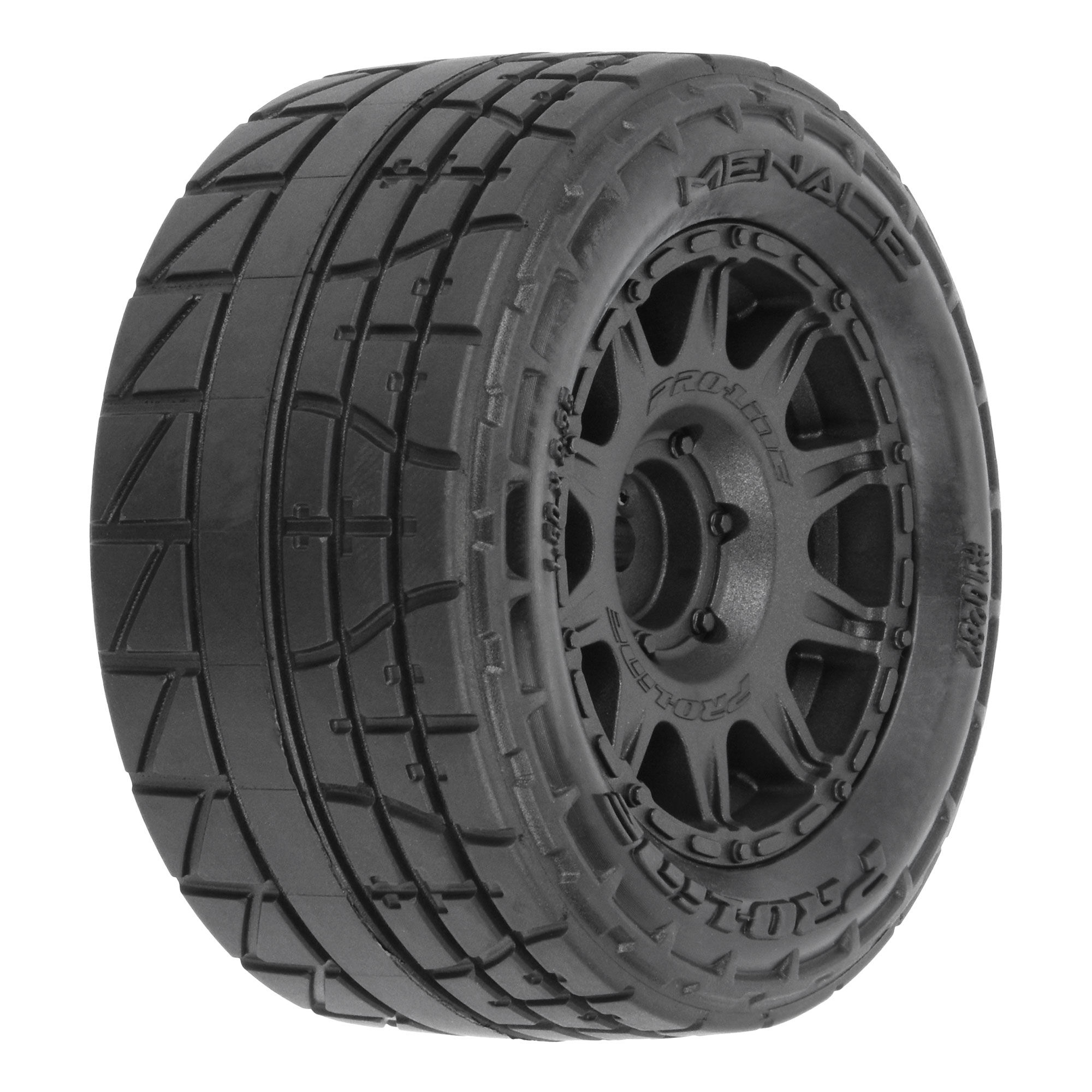 1/18 Menace F/R Street Tires MTD 12mm Black Raid (4): Granit 1/18 Menace F/R Street Tires MTD 12mm Black Raid (4): Granit - Image 1