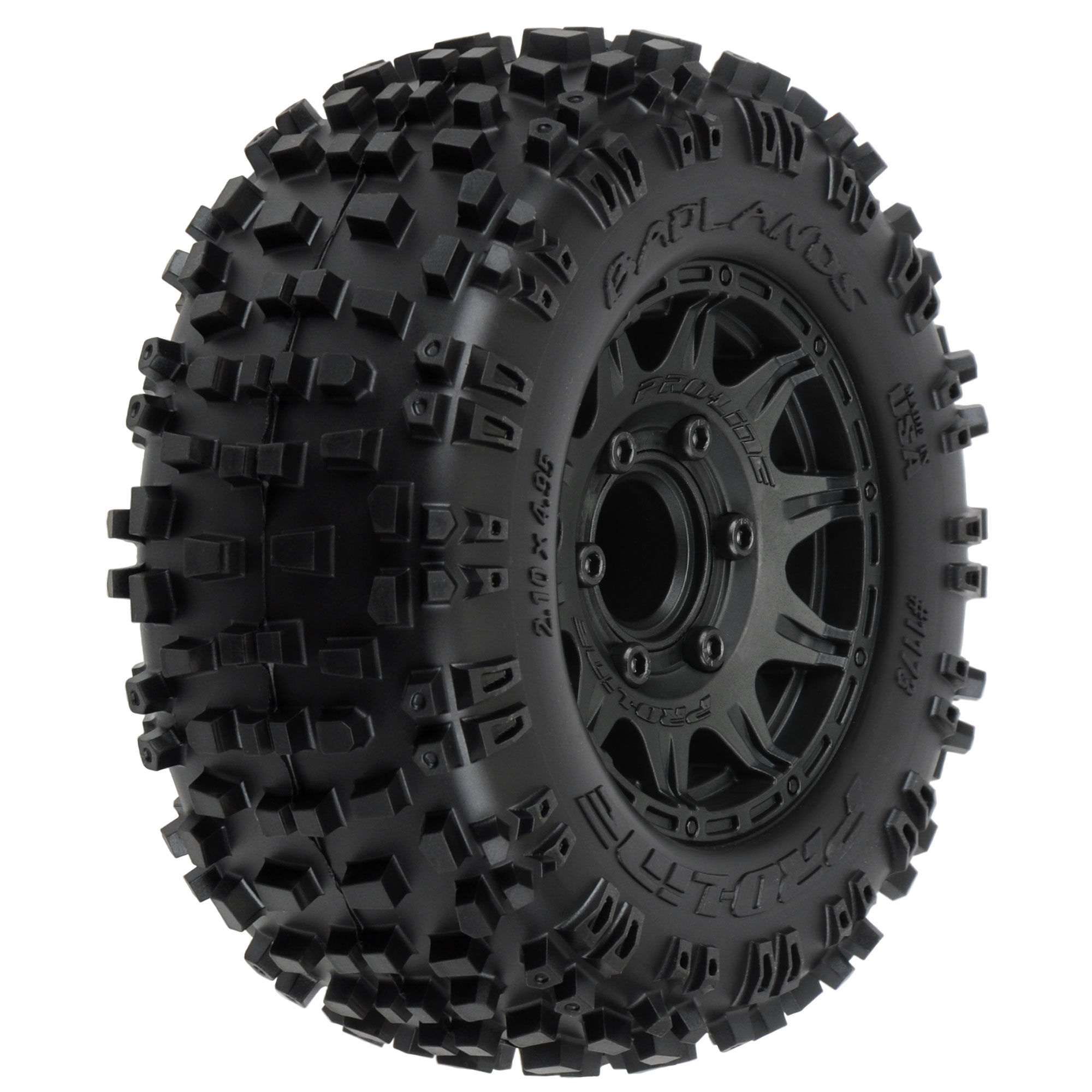 1/10 Badlands Front/Rear 2.8" MT Tires Mounted 12mm Blk Raid 1/10 Badlands Front/Rear 2.8" MT Tires Mounted 12mm Blk Raid - Image 1