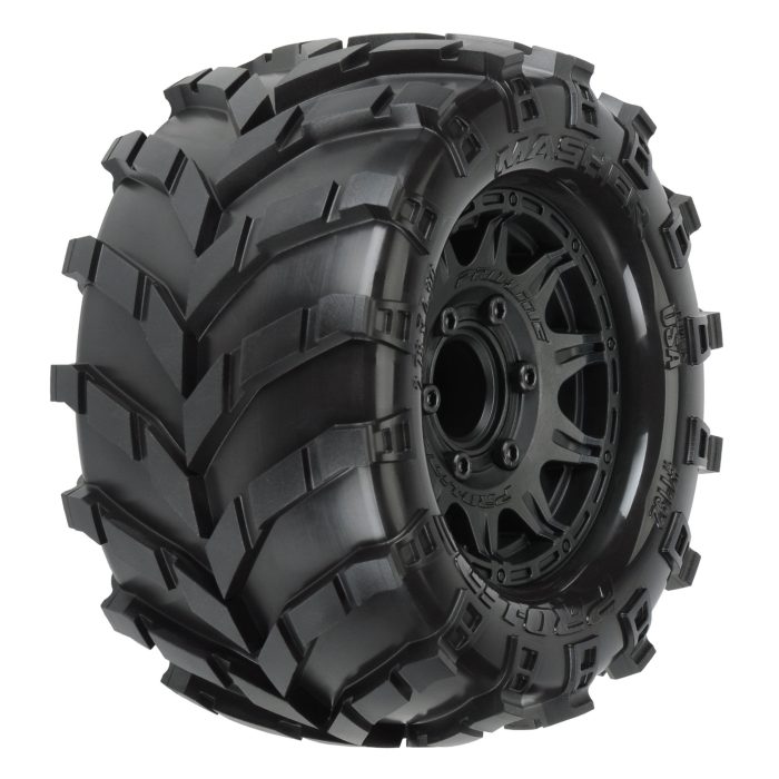 1/10 Masher Front/Rear 2.8" MT Tires Mounted 12mm Blk Raid ( - Image 1