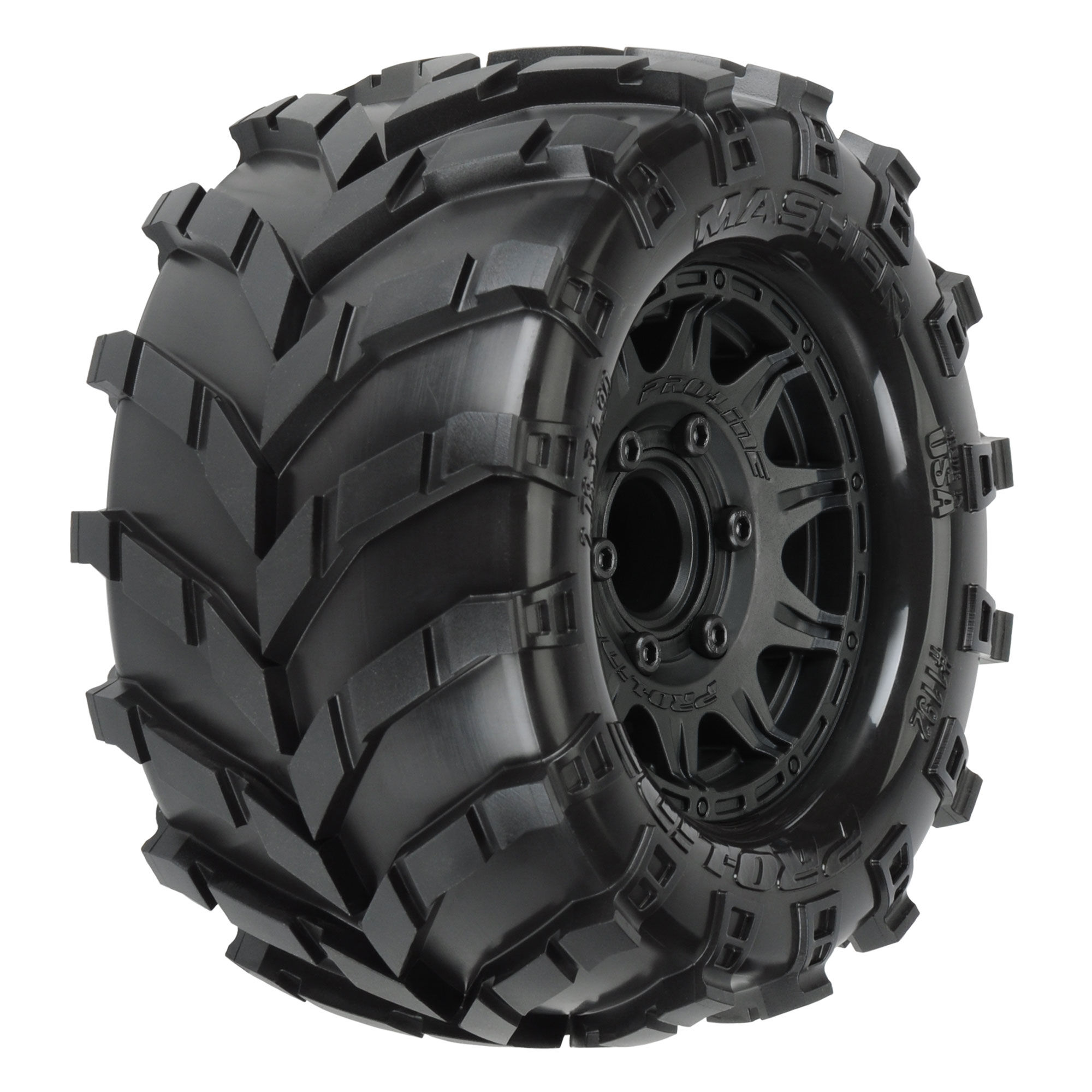 1/10 Masher Front/Rear 2.8" MT Tires Mounted 12mm Blk Raid ( 1/10 Masher Front/Rear 2.8" MT Tires Mounted 12mm Blk Raid ( - Image 1