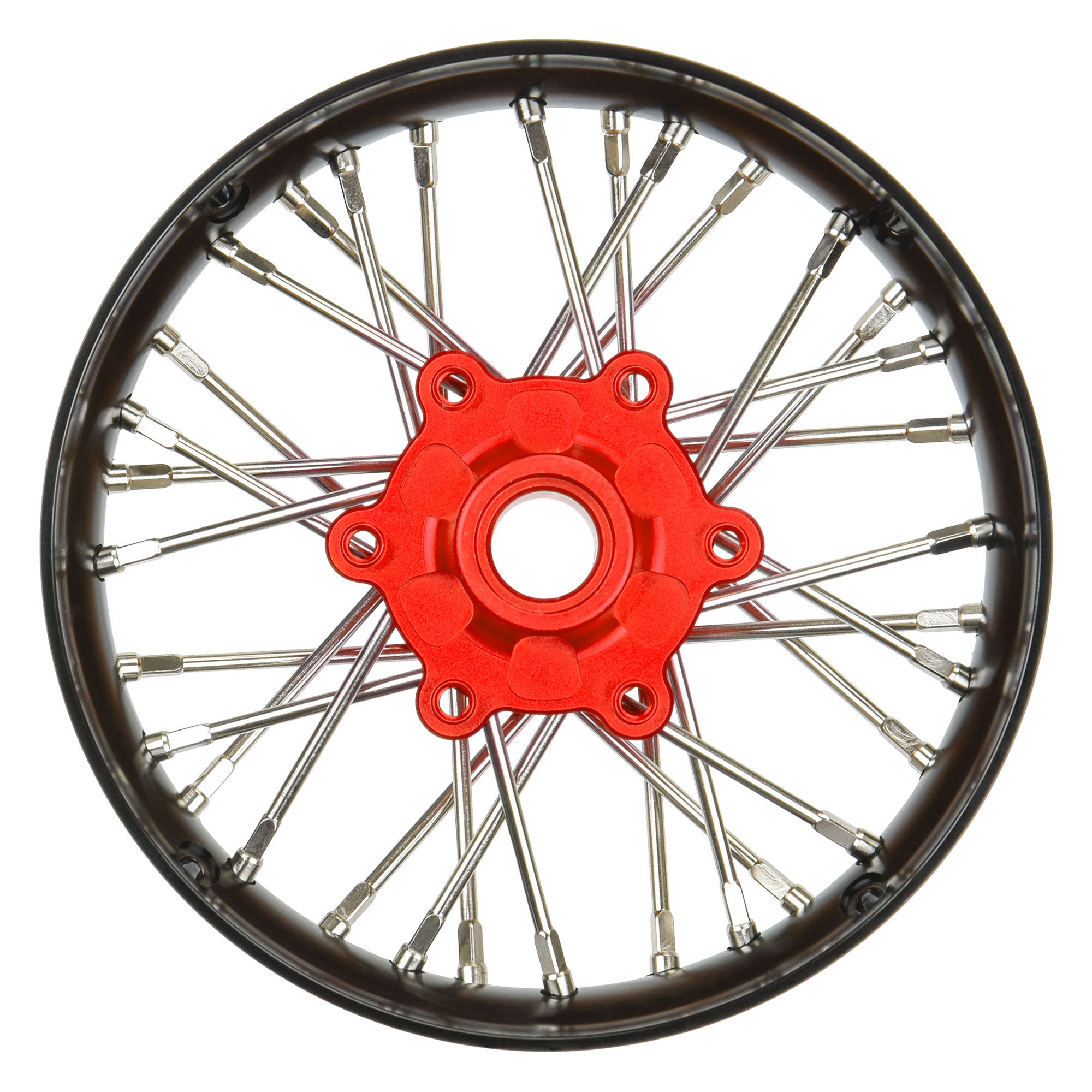 1/4 Pro-Spec Aluminum V2 Bead Front Wheel Black/Red (1): Pro 1/4 Pro-Spec Aluminum V2 Bead Front Wheel Black/Red (1): Pro - Image 1