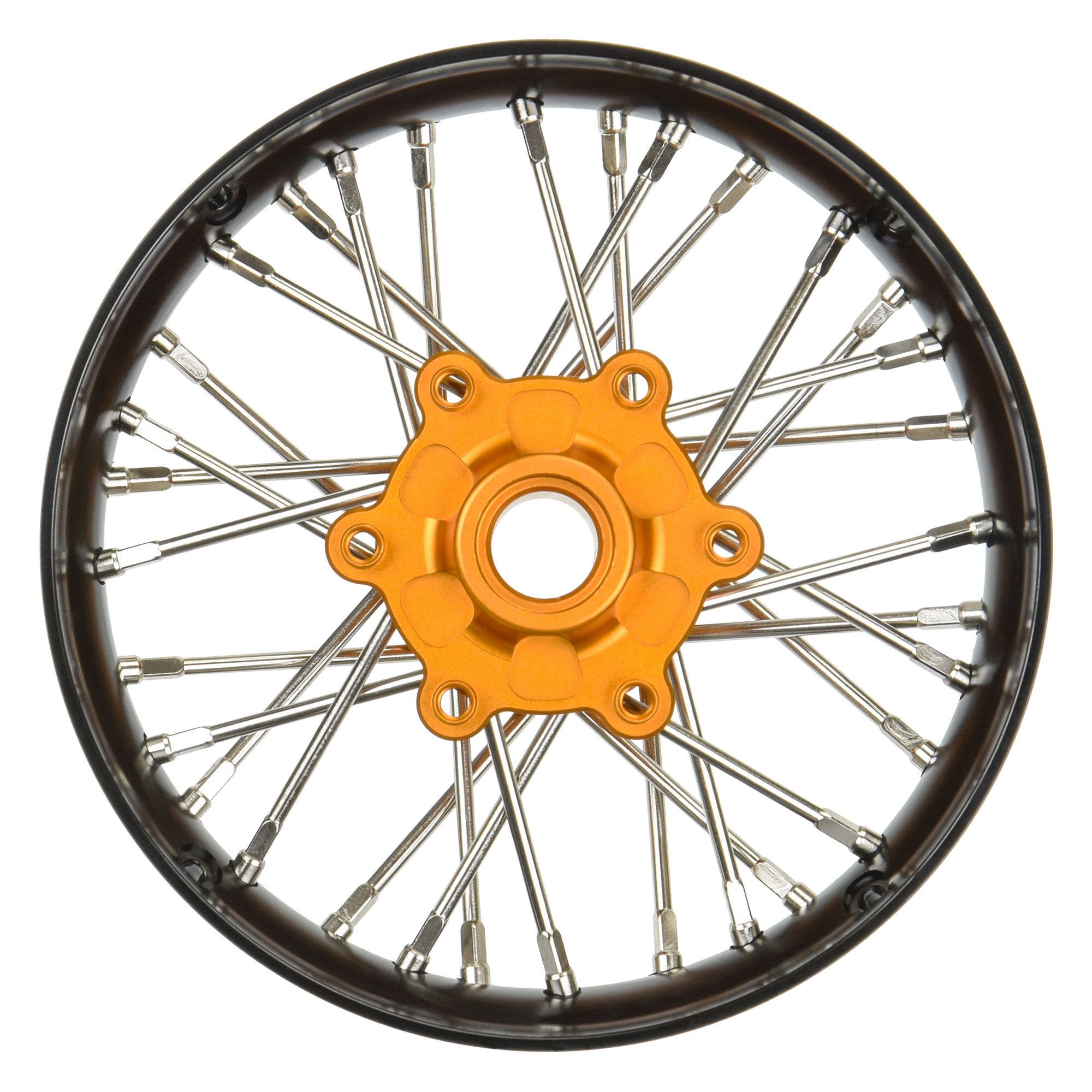 1/4 Pro-Spec Aluminum V2 Bead Front Wheel Black/Gold (1): Pr 1/4 Pro-Spec Aluminum V2 Bead Front Wheel Black/Gold (1): Pr - Image 1