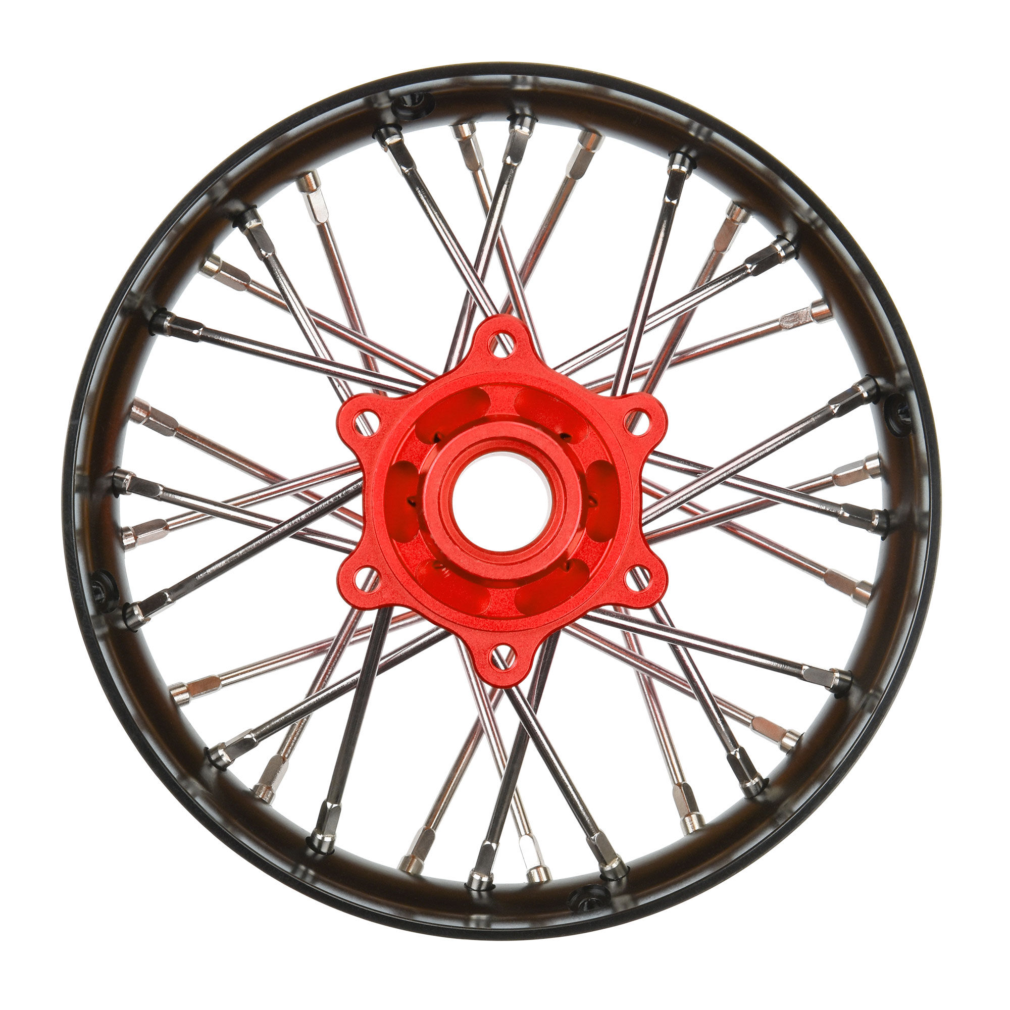 1/4 Pro-Spec Aluminum V2 Bead Rear Wheel Black/Red (1): Prom 1/4 Pro-Spec Aluminum V2 Bead Rear Wheel Black/Red (1): Prom - Image 1