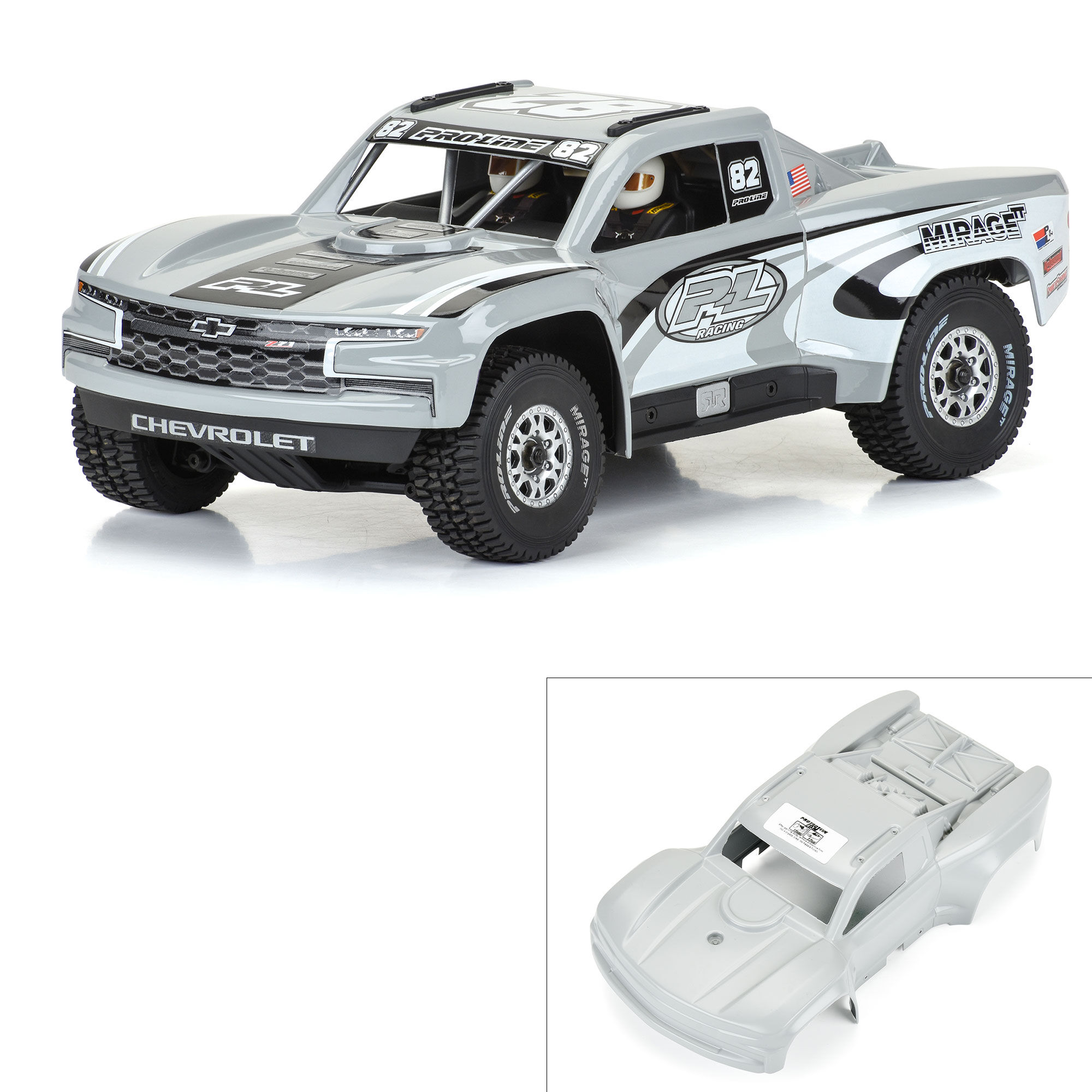 1/16 Pre-Cut 2019 Chevy Trophy Truck Tough-Color Gray Body: 1/16 Pre-Cut 2019 Chevy Trophy Truck Tough-Color Gray Body: - Image 1