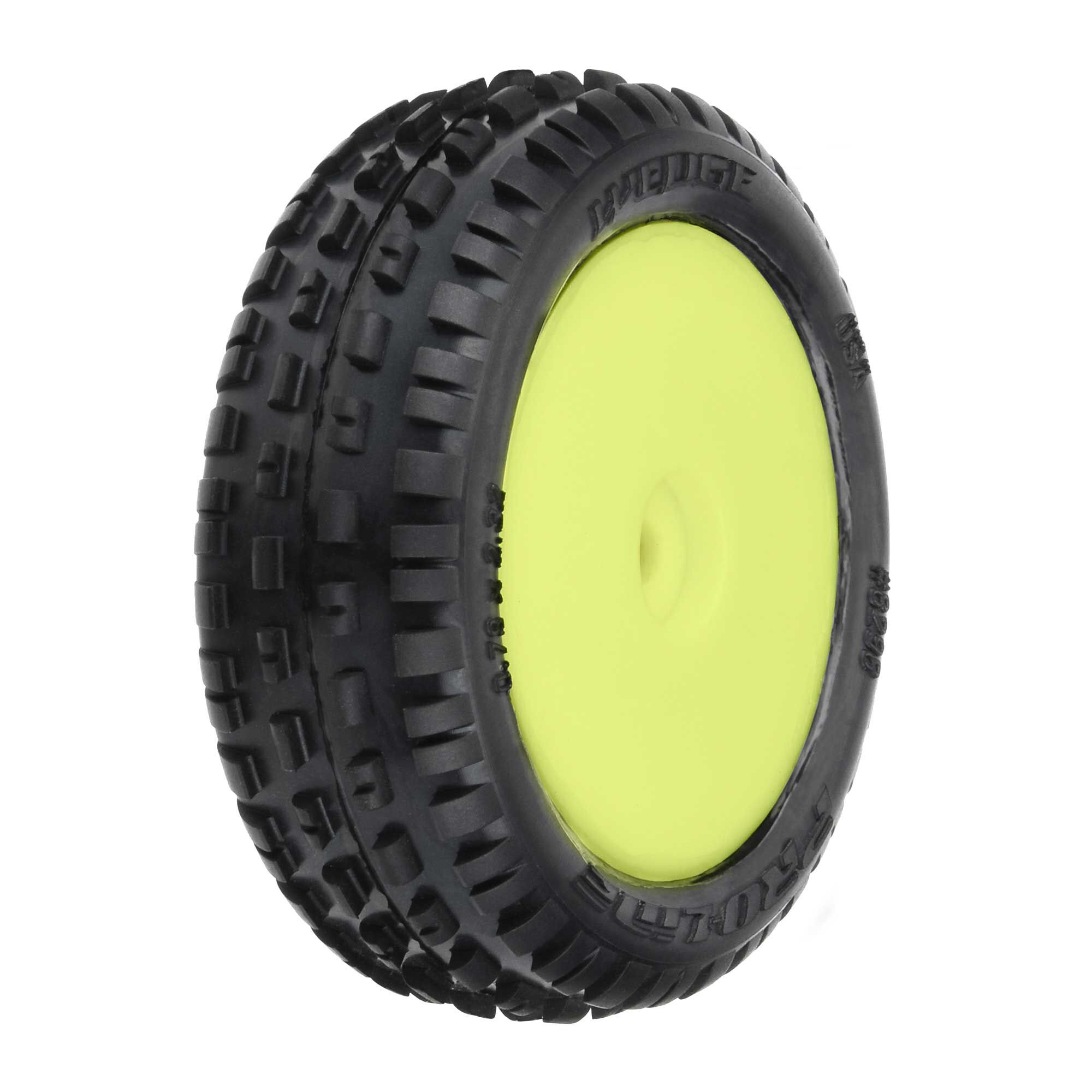 1/18 Wedge Front Carpet Mini-B Tires Mounted 8mm Yellow Whee 1/18 Wedge Front Carpet Mini-B Tires Mounted 8mm Yellow Whee - Image 1