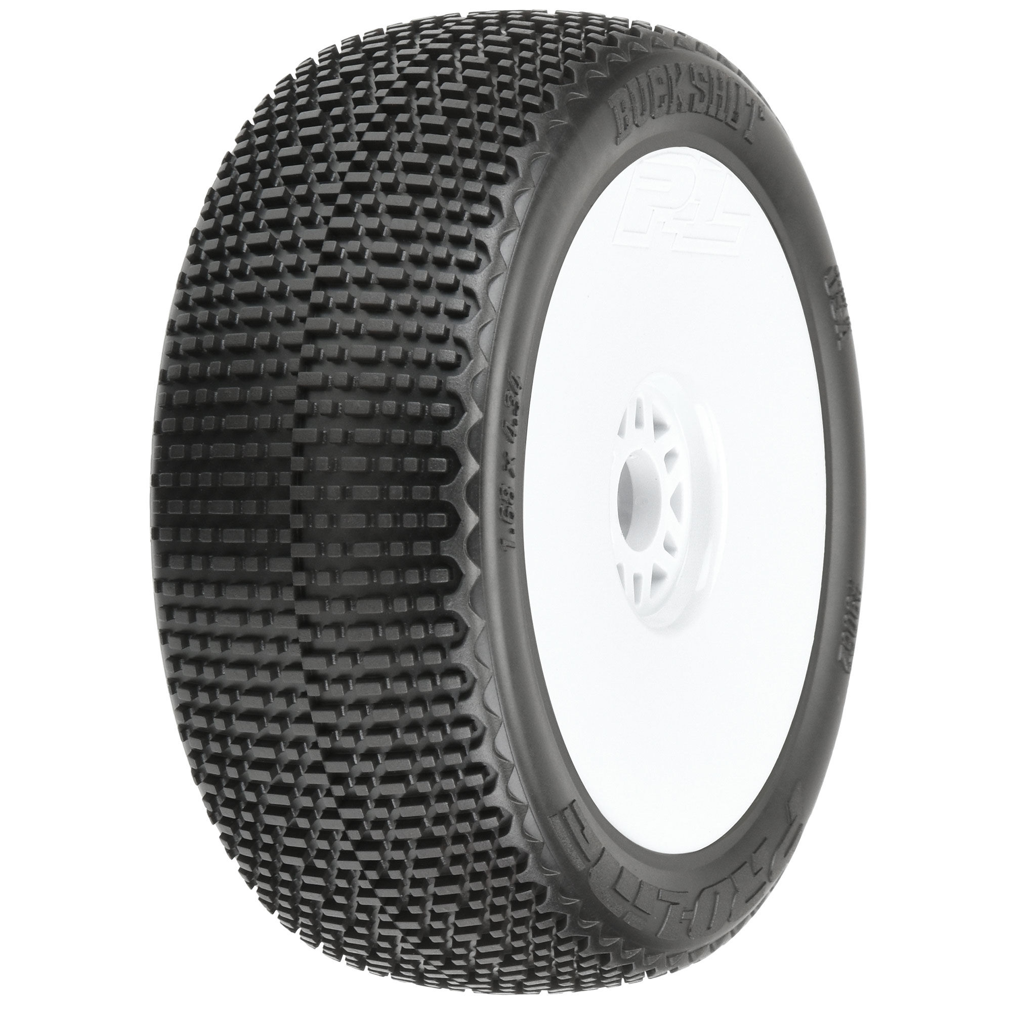 1/8 Buck Shot S3 Front/Rear Buggy Tires Mounted 17mm White ( 1/8 Buck Shot S3 Front/Rear Buggy Tires Mounted 17mm White ( - Image 1