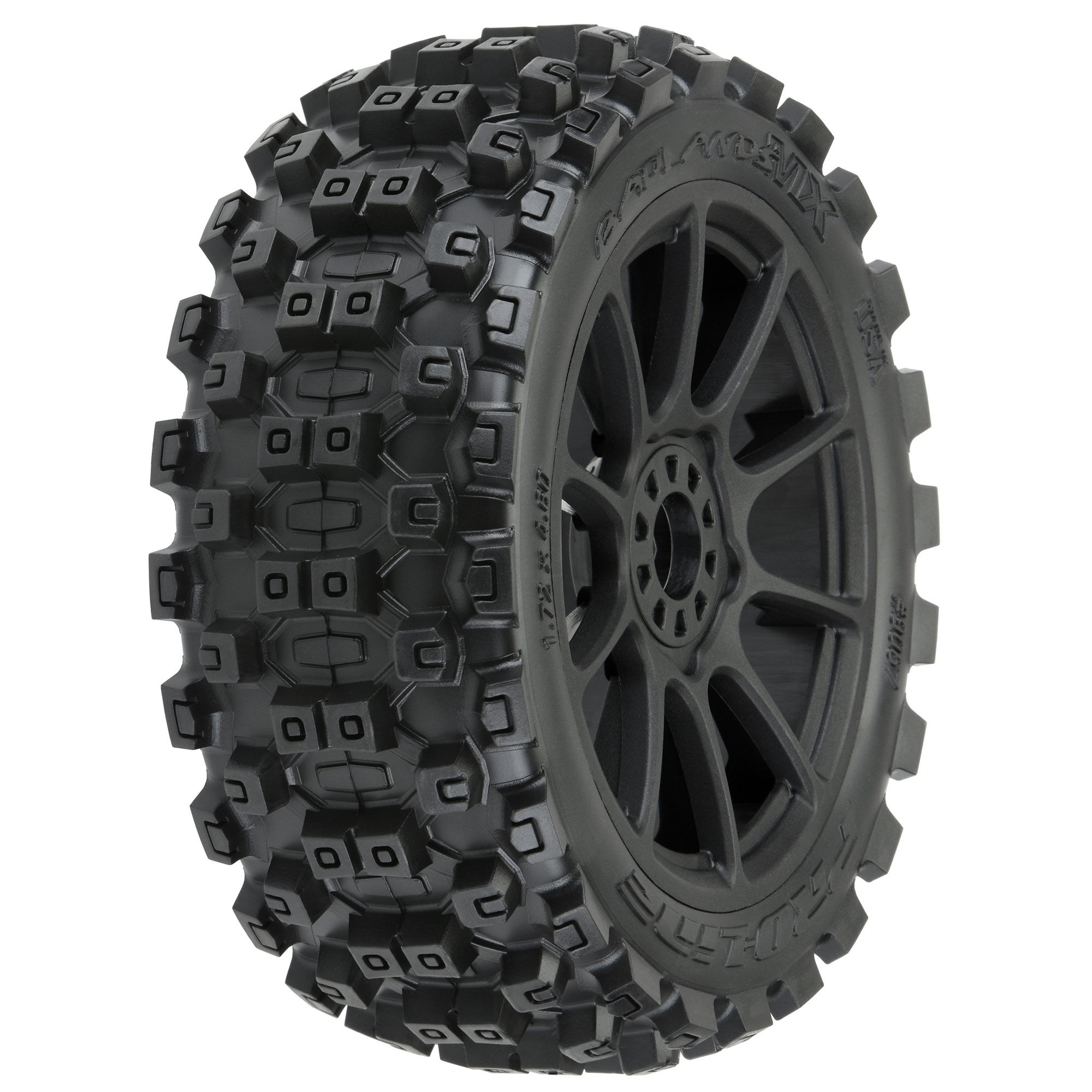 1/8 Badlands MX M2 Fr/Rr Buggy Tires Mounted 17mm Black Mach 1/8 Badlands MX M2 Fr/Rr Buggy Tires Mounted 17mm Black Mach - Image 1
