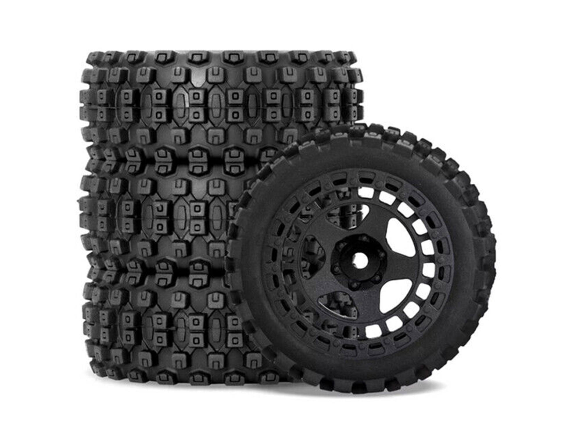 Mud Block Mud Block, Tyre w/ Black Rim Set, 1/18 Typhon - Image 1